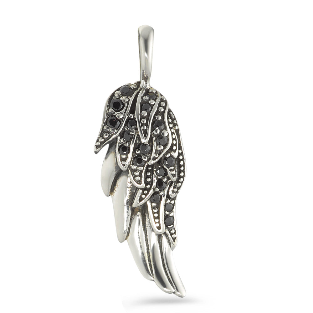 Pendentif Argent Zircone noir Rhodié Aile