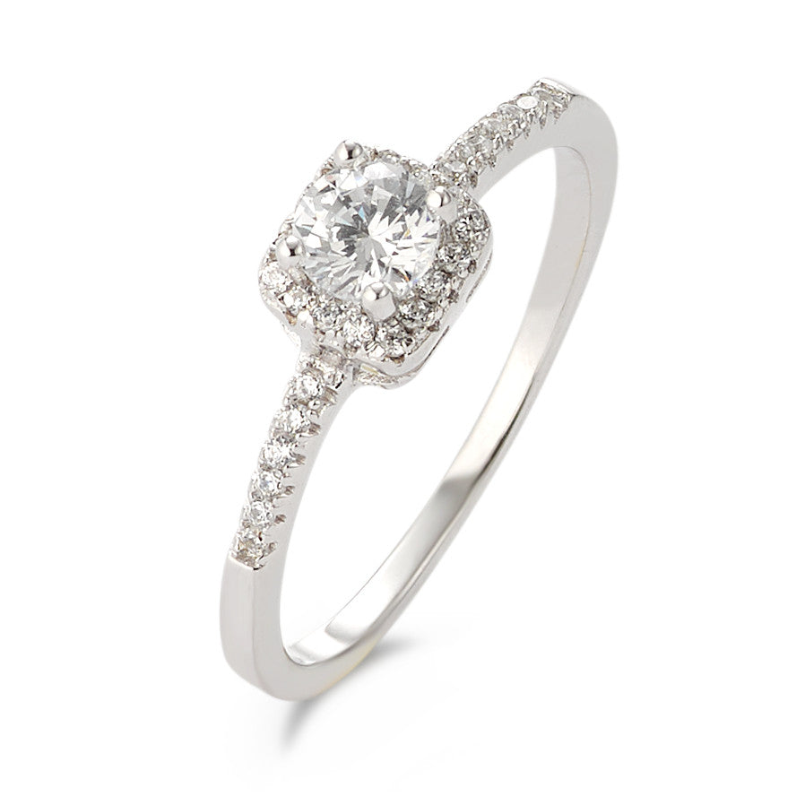 Bague solitaire Argent Zircone Rhodié Ø6 mm