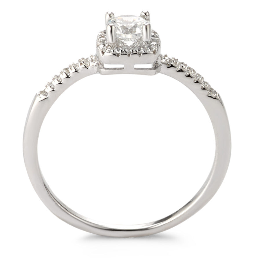 Bague solitaire Argent Zircone Rhodié Ø6 mm