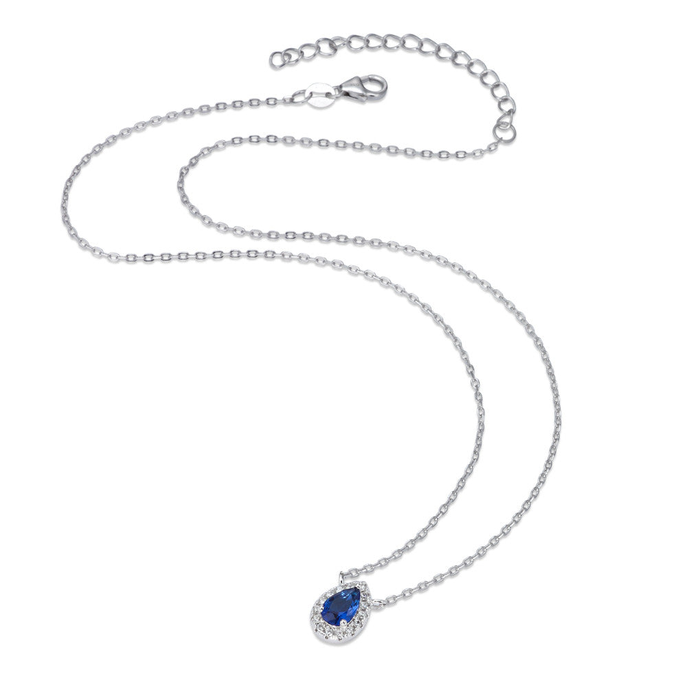 Collier Argent Zircone bleu Rhodié 40-45 cm Ø8 mm