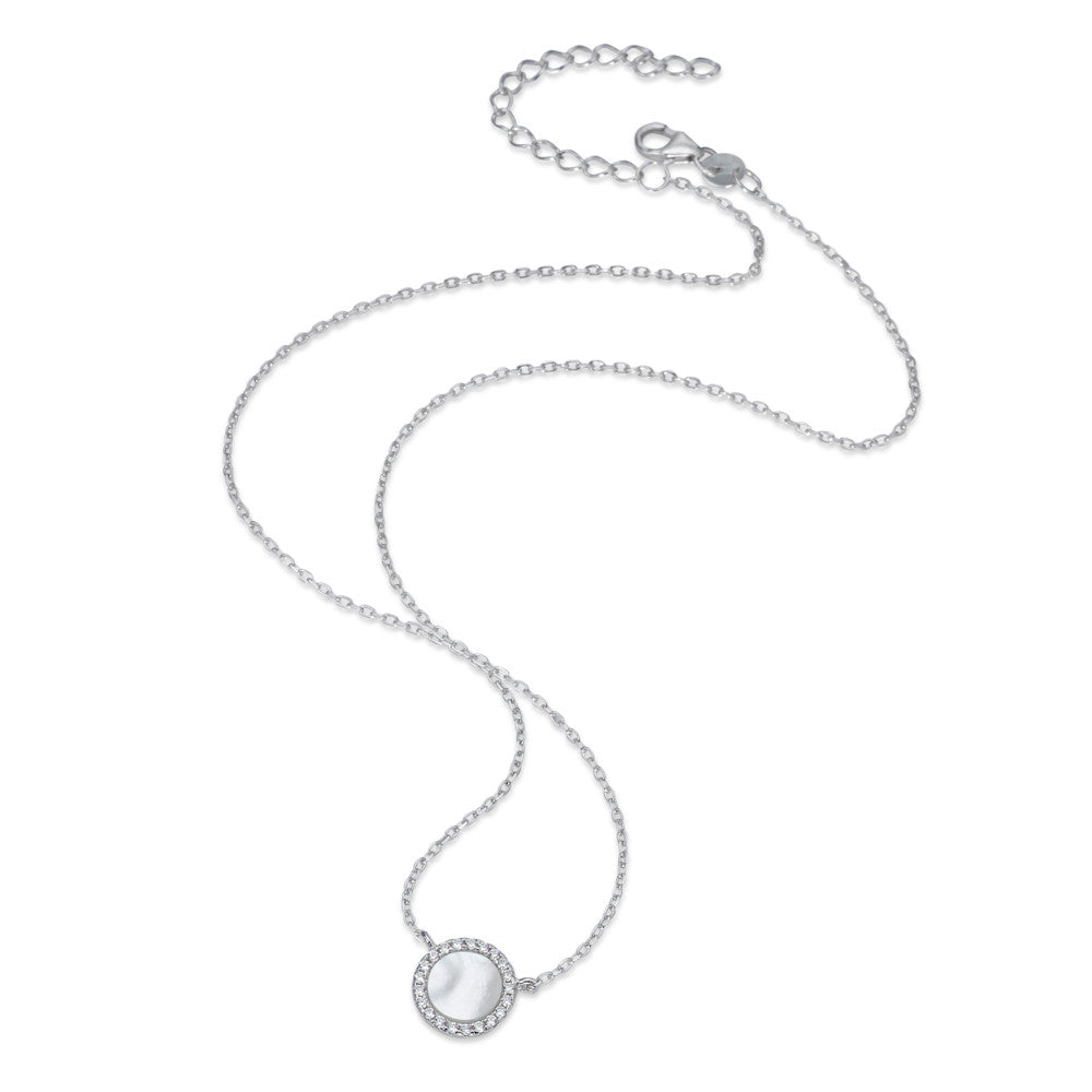 Collier Argent Zircone Rhodié nacre 40-45 cm Ø10 mm