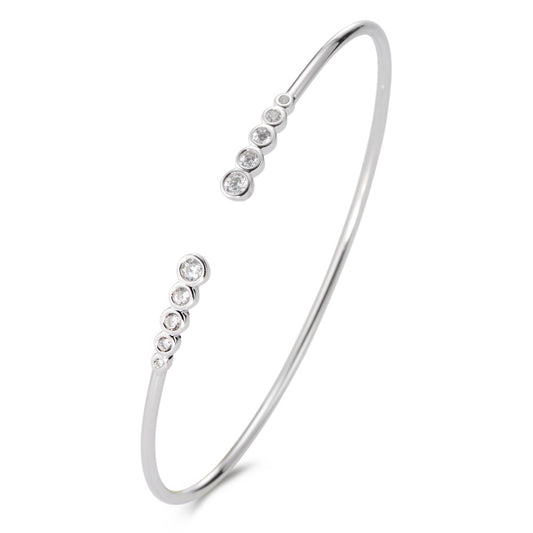 Bracelet rigide Argent Zircone 10 Pierres Rhodié Ø60 mm