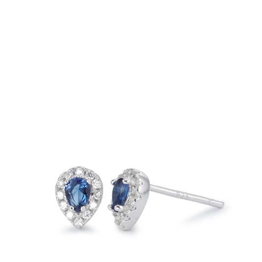 Clous d'oreilles Argent Zircone bleu Rhodié