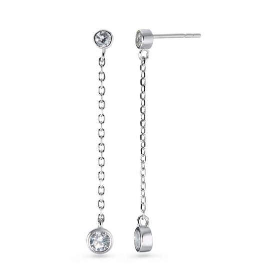 Pendant d'oreilles Argent Zircone 4 Pierres Rhodié