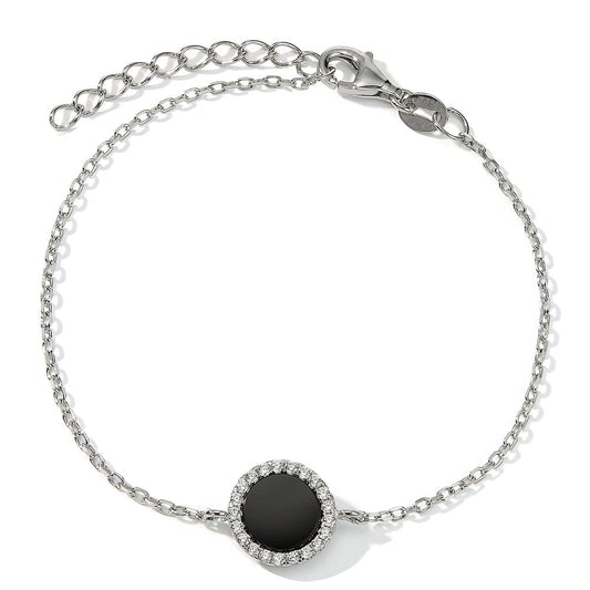 Bracelet Argent Onyx Rhodié 16-19 cm