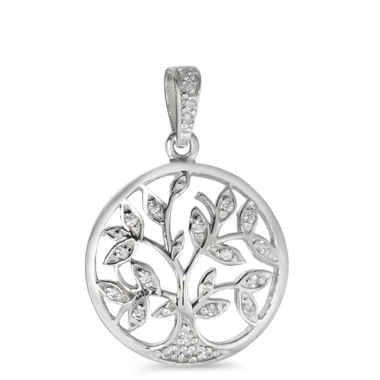 Pendentif Argent Zircone Arbre de la vie Ø20 mm