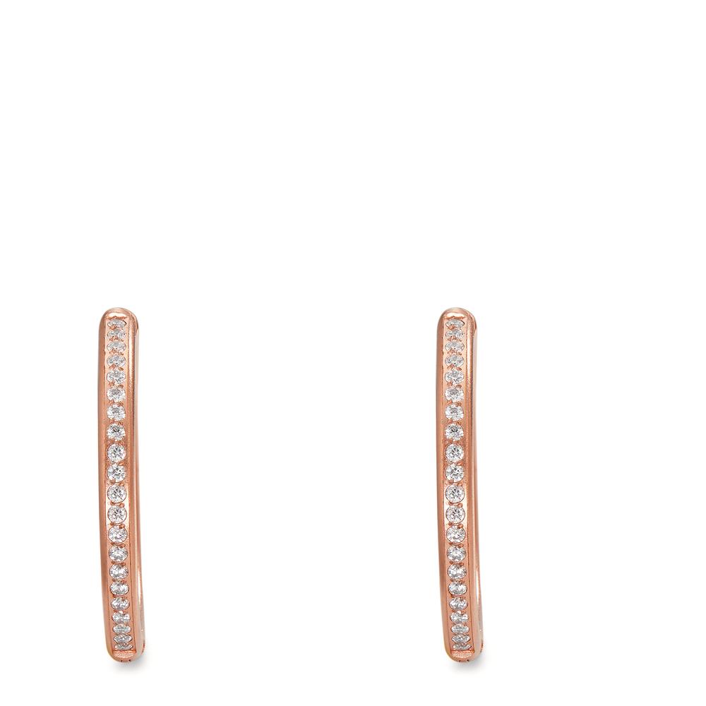 Créoles à charnières Acier inoxydable Zircone 44 Pierres rosé PVD