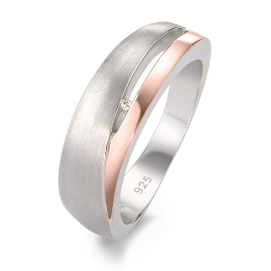 Bague Argent Diamant 0.006 ct, si rosé Plaqué or