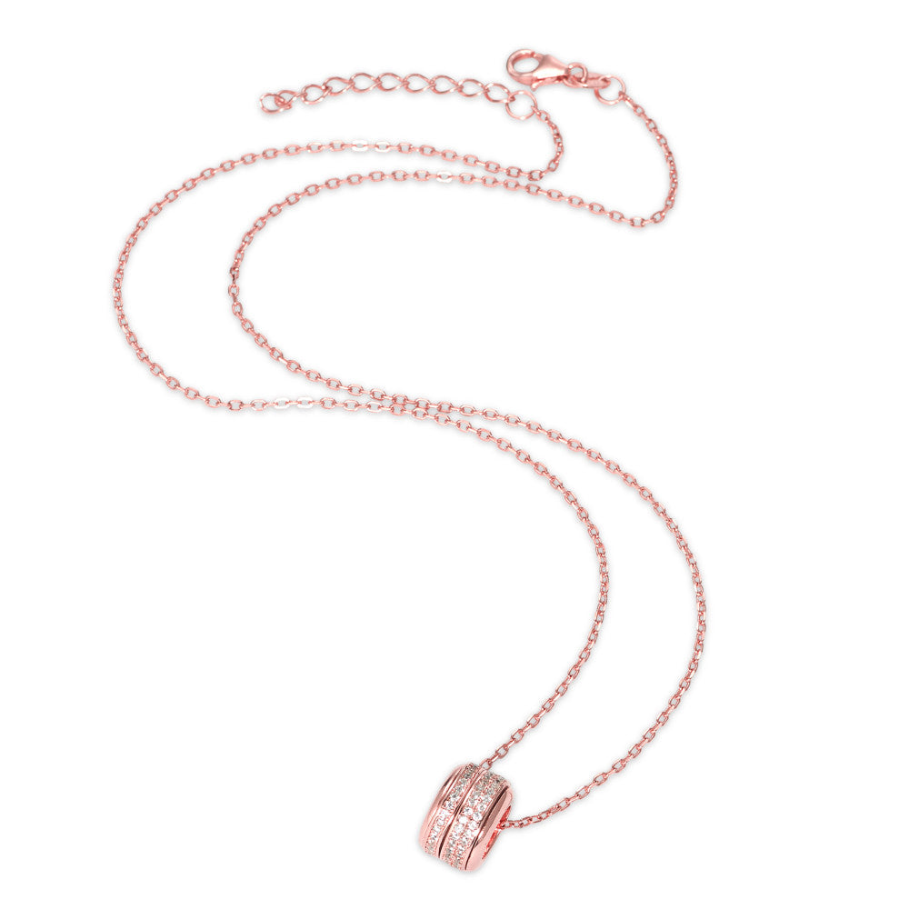 Chaînette avec pendentif Argent Zircone rosé Plaqué or 42-45 cm Ø11.5 mm