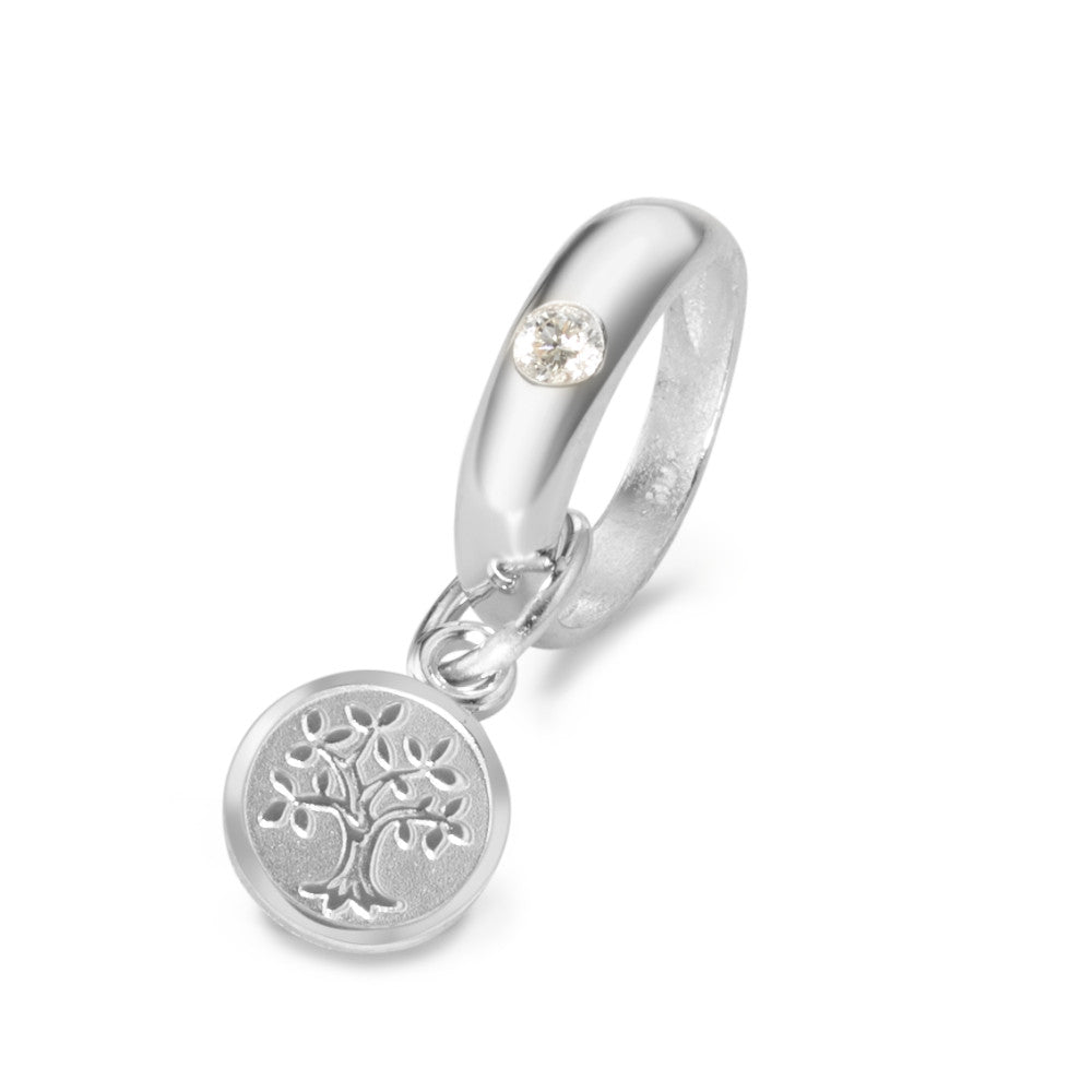 Bague de baptême Or blanc 18K Diamant 0.03 ct, w-pi1 Arbre de la vie Ø10.5 mm