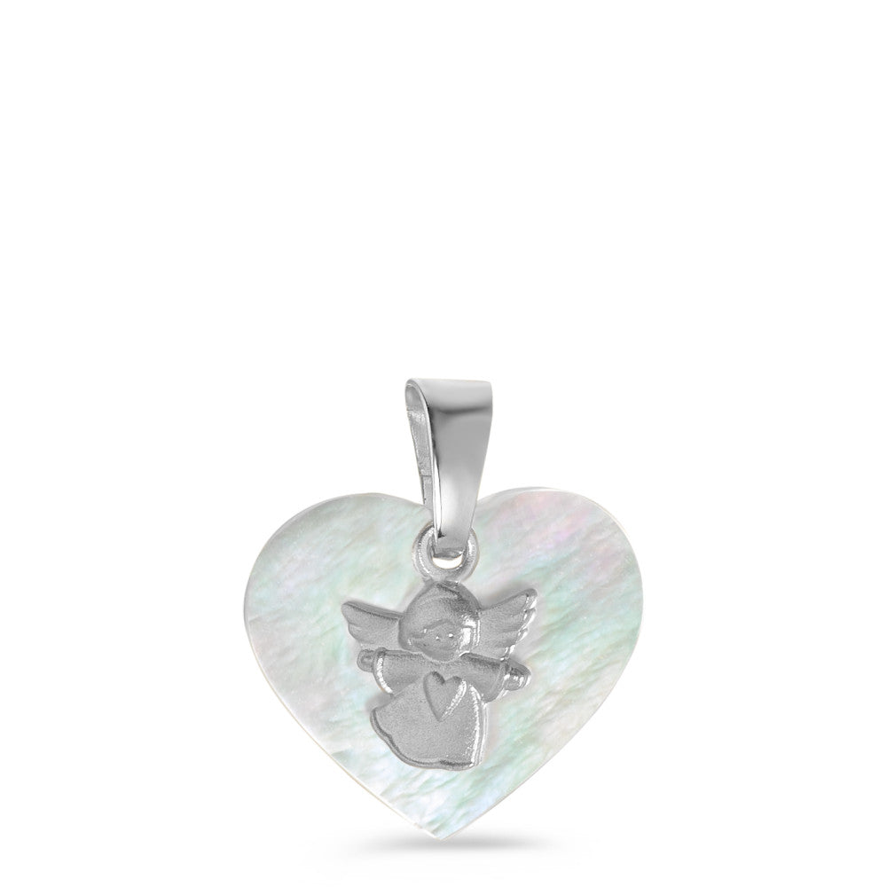 Pendentif Argent Rhodié nacre Ange gardien Ø13 mm