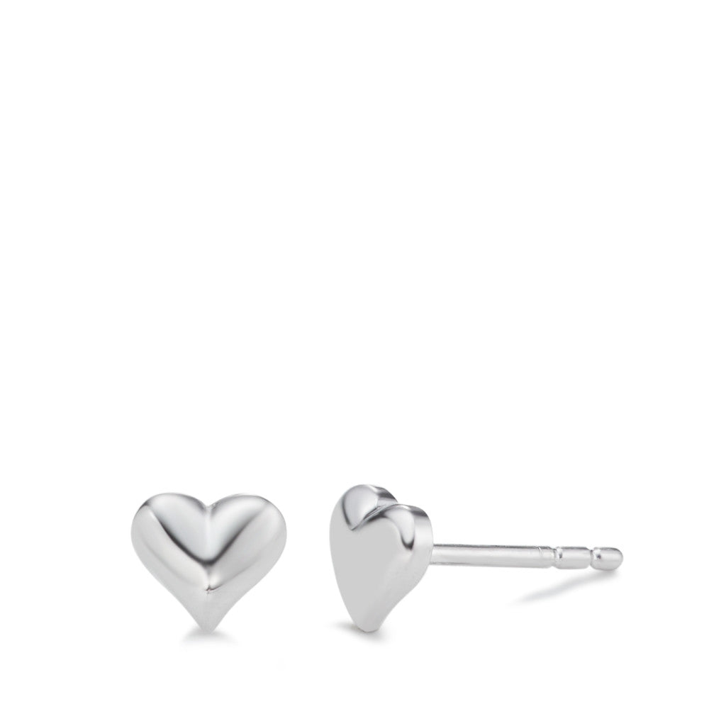 Clous d'oreilles Argent Rhodié Coeur Ø5 mm