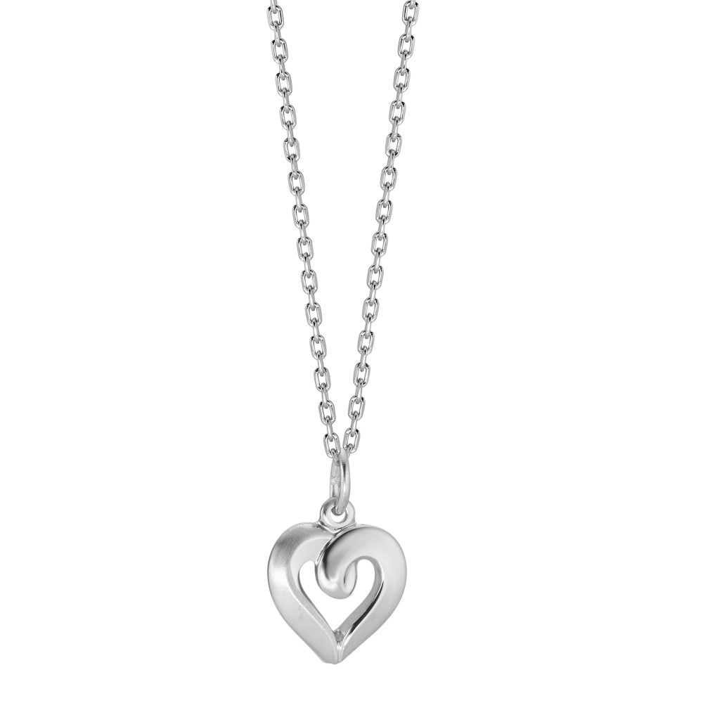 Chaînette avec pendentif Argent Rhodié Coeur 40-42 cm Ø11 mm