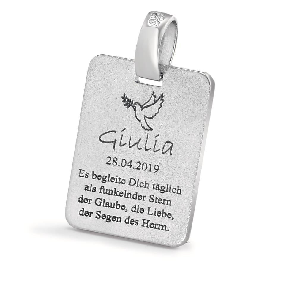 Pendentif avec gravure Argent Rhodié