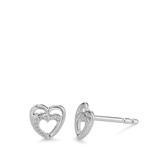 Clous d'oreilles Argent Rhodié Coeur Ø6 mm