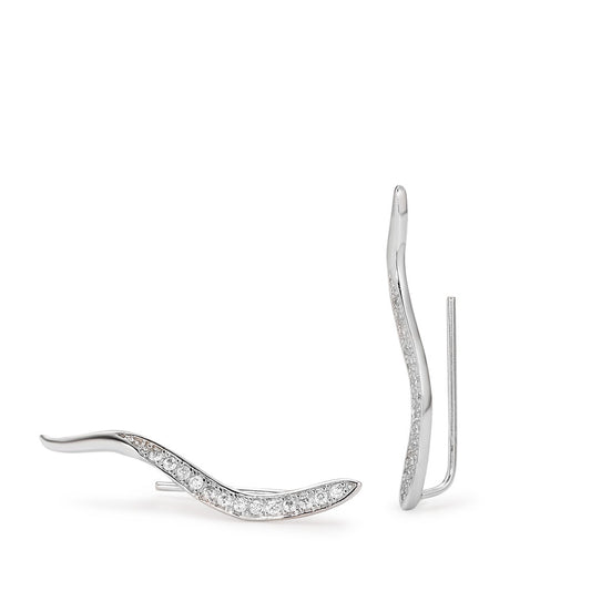 Boucle d'oreille glissante Argent Zircone 26 Pierres Rhodié