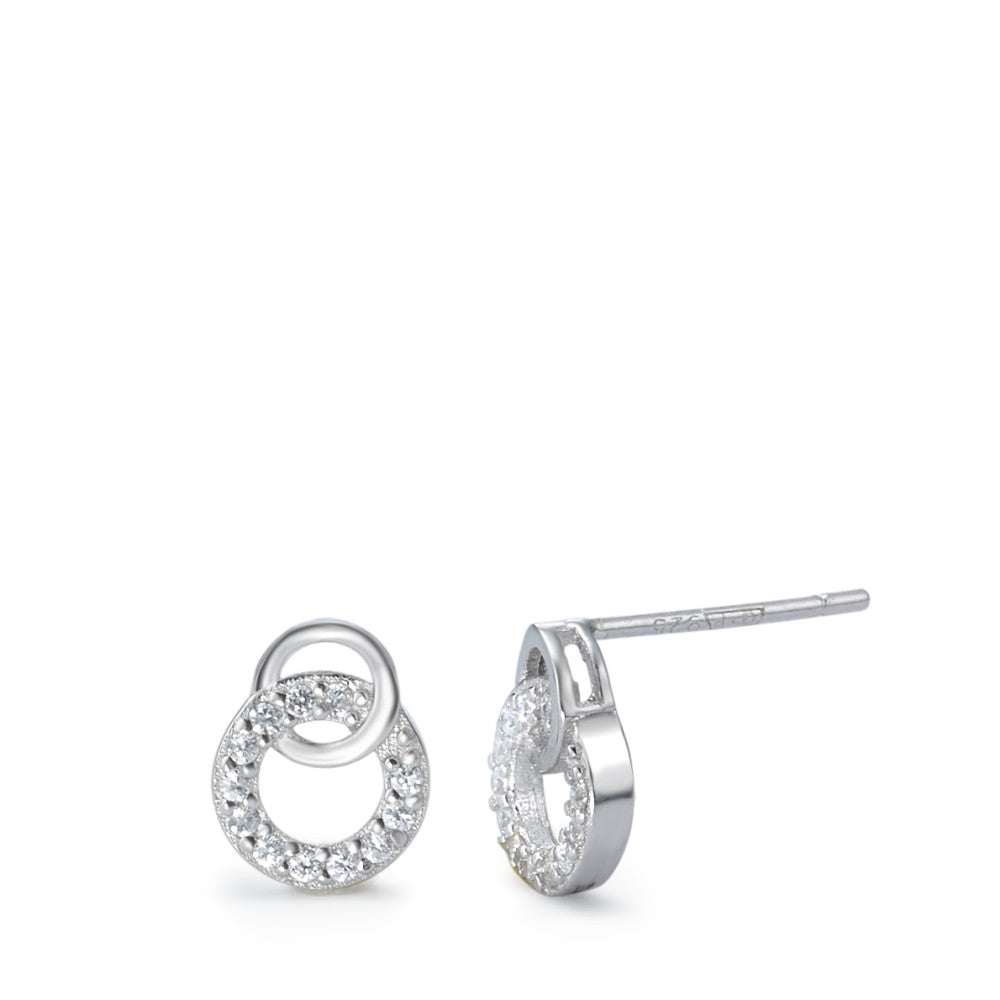 Clous d'oreilles Argent Zircone Rhodié Ø9 mm