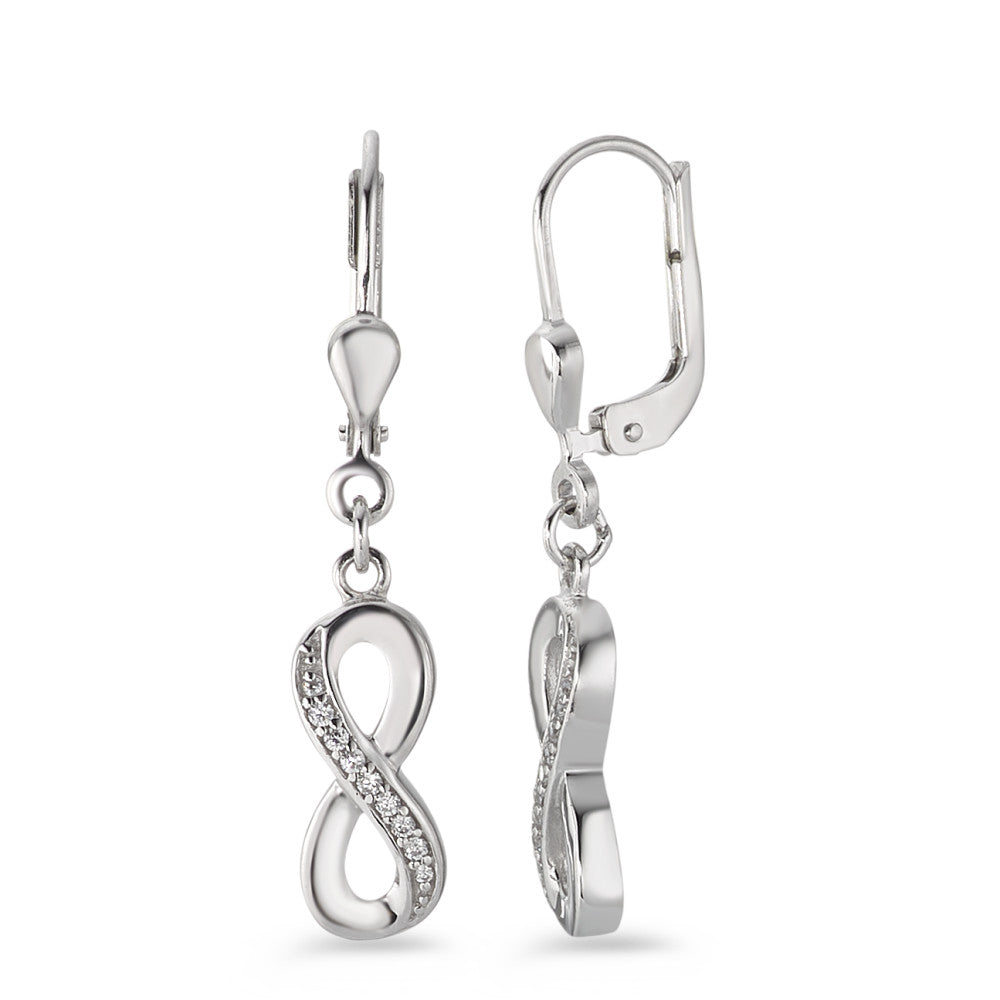 Pendant d'oreilles Argent Zircone 18 Pierres Rhodié Infini