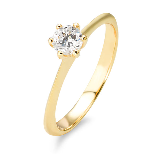 Bague solitaire Or jaune 9K Zircone Ø4.5 mm