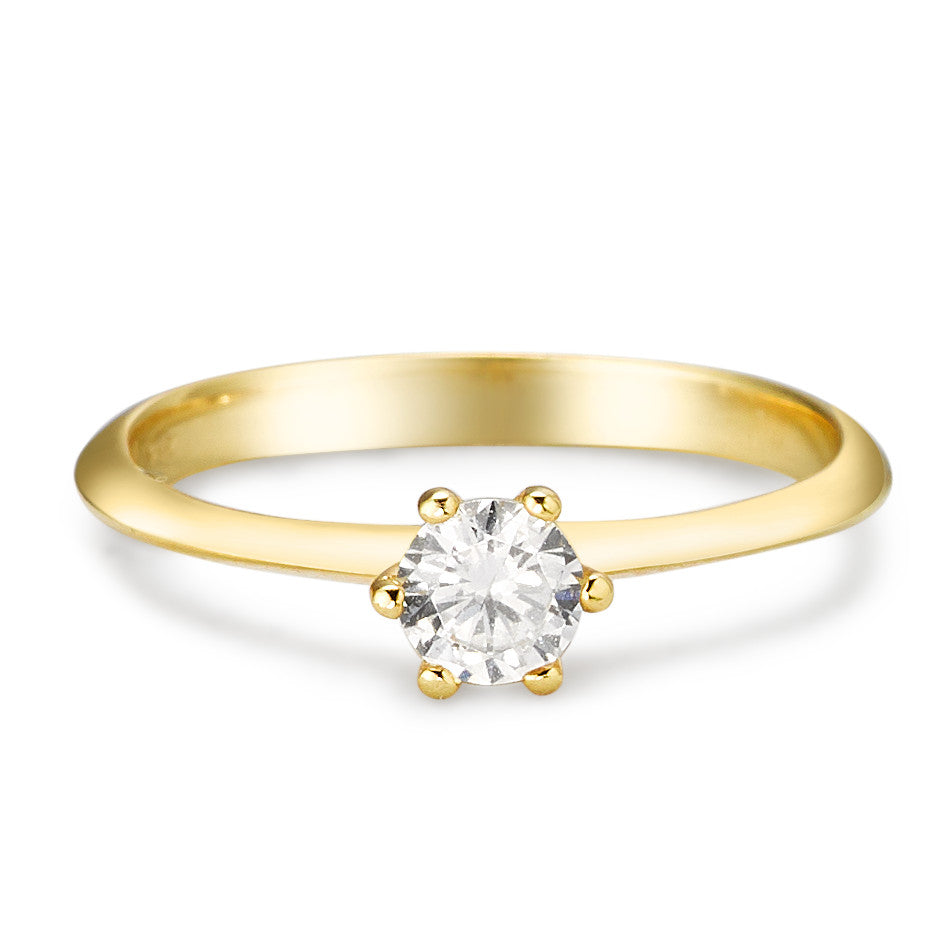 Bague solitaire Or jaune 9K Zircone Ø4.5 mm