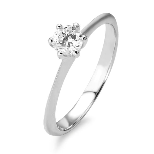 Bague solitaire Or blanc 9K Zircone Ø4.5 mm