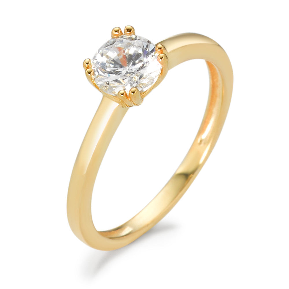 Bague solitaire Or jaune 9K Zircone Ø5.5 mm