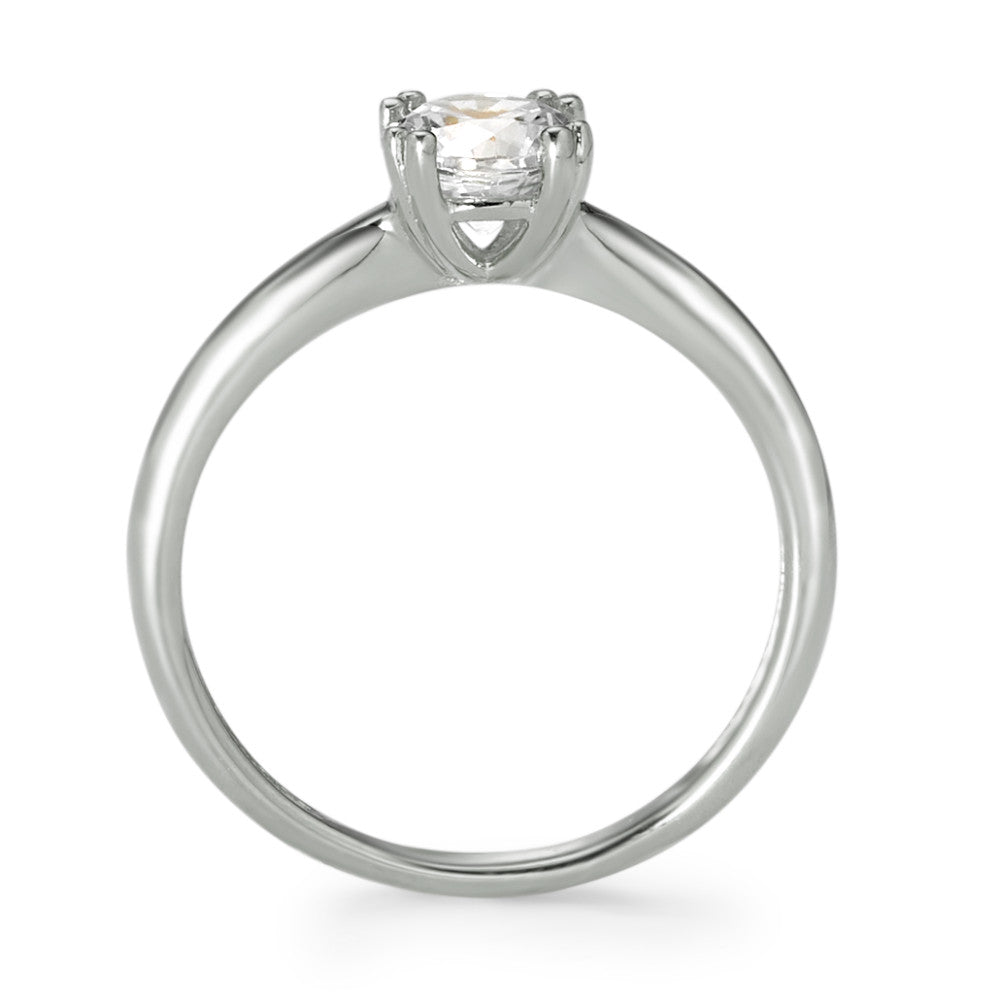 Bague solitaire Or blanc 9K Zircone Ø5.5 mm