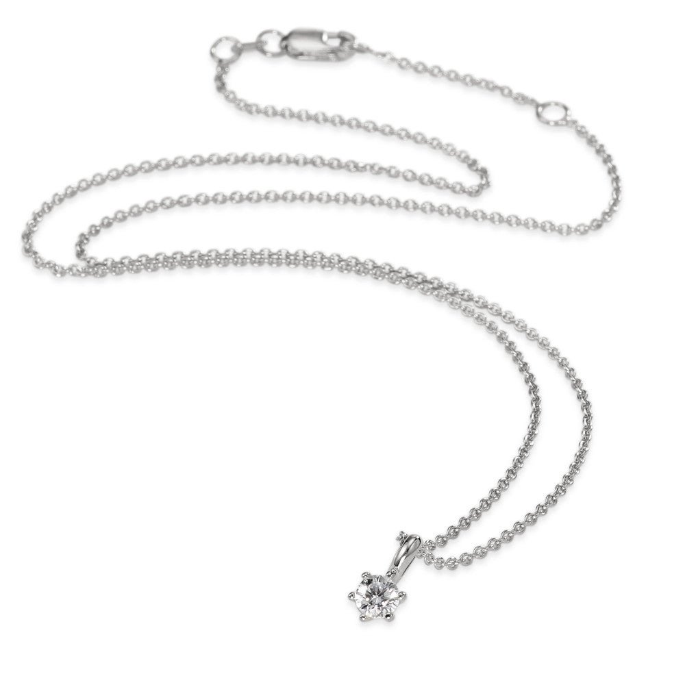 Chaînette avec pendentif Or blanc 9K Zircone 40-42 cm Ø4 mm