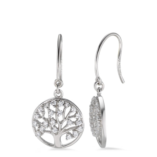 Pendant d'oreilles Argent Zircone Rhodié Arbre de la vie