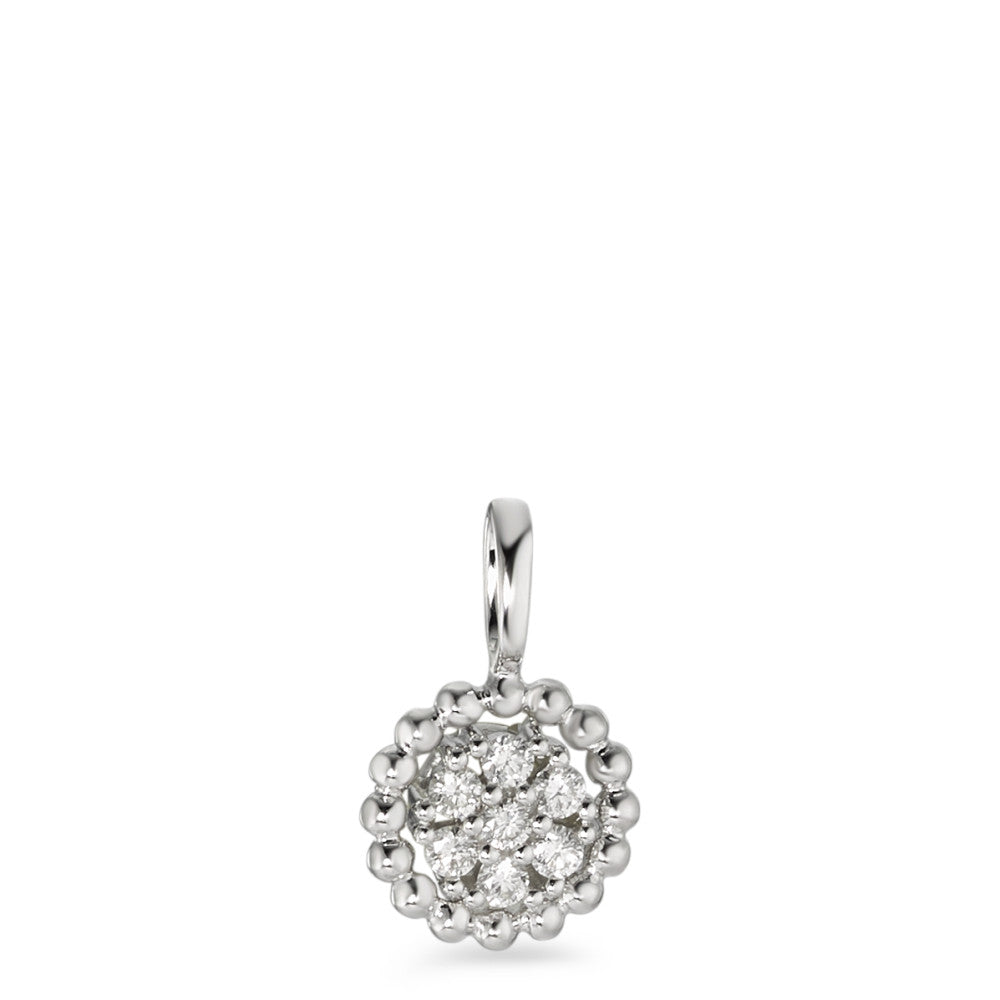 Pendentif Or blanc 18K Diamant blanc, 0.14 ct, 7 Pierres, brillant, w-si Ø8.5 mm