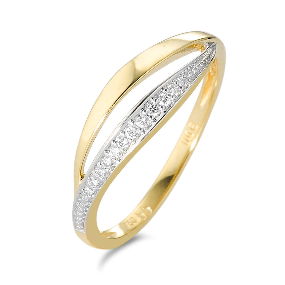 Bague Or jaune 18K Diamant blanc, 0.06 ct, 12 Pierres, brillant, w-si