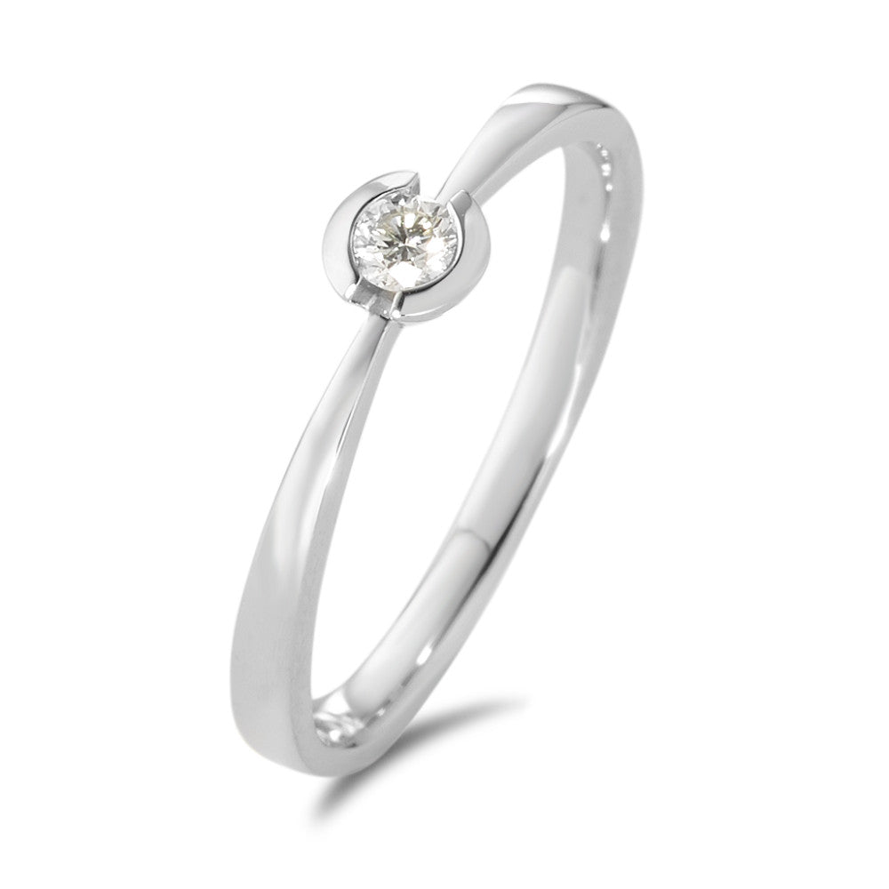 Bague solitaire Or blanc 18K Diamant blanc, 0.10 ct, brillant, w-si