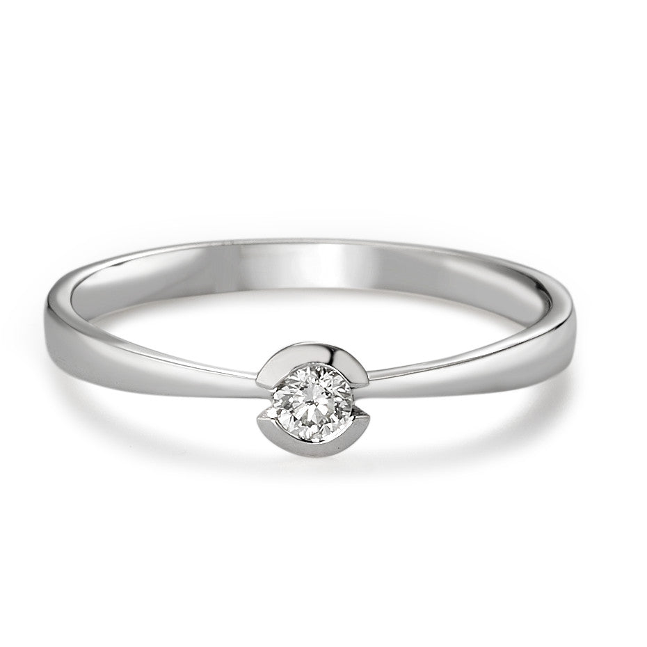 Bague solitaire Or blanc 18K Diamant blanc, 0.10 ct, brillant, w-si