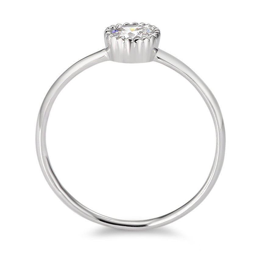 Bague solitaire Or blanc 9K Zircone blanc Ø5.7 mm