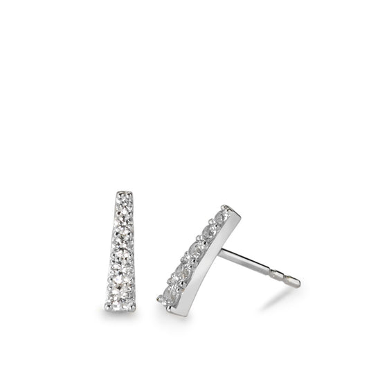 Clous d'oreilles Or blanc 9K Zircone blanc, 10 Pierres