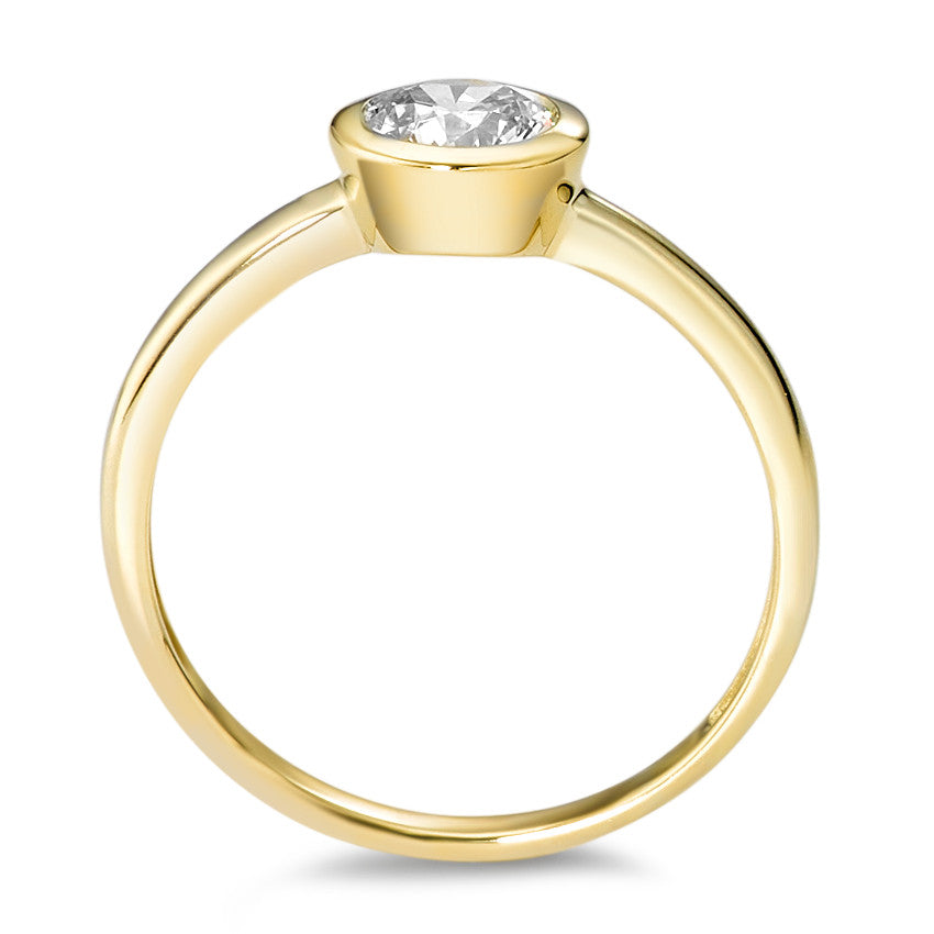 Bague solitaire Or jaune 9K Zircone blanc Ø6.7 mm