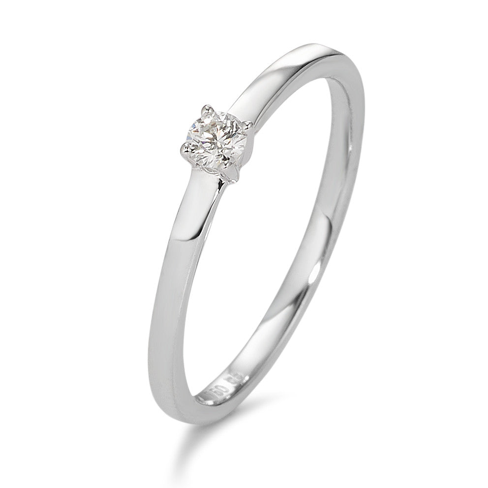 Bague solitaire Or blanc 18K Diamant blanc, 0.10 ct, brillant, w-si