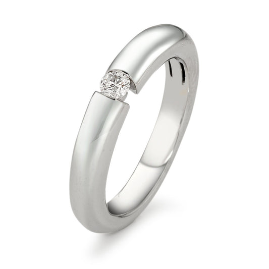 Bague solitaire Or blanc 18K Diamant blanc, 0.10 ct, brillant, w-si