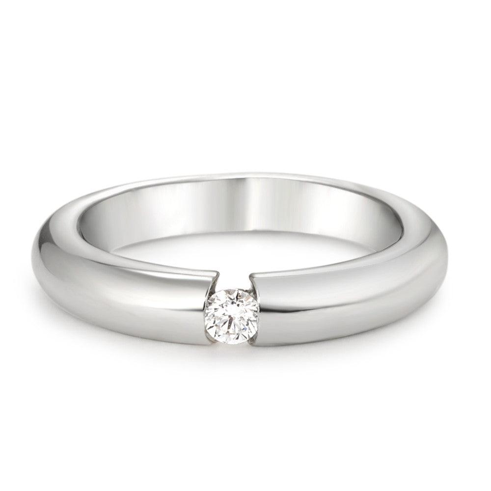 Bague solitaire Or blanc 18K Diamant blanc, 0.10 ct, brillant, w-si