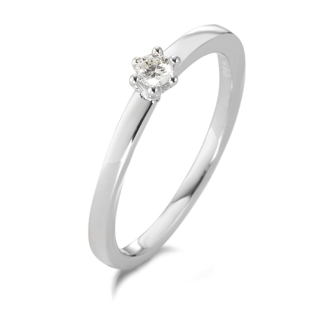 Bague solitaire Or blanc 18K Diamant blanc, 0.09 ct, brillant, w-si