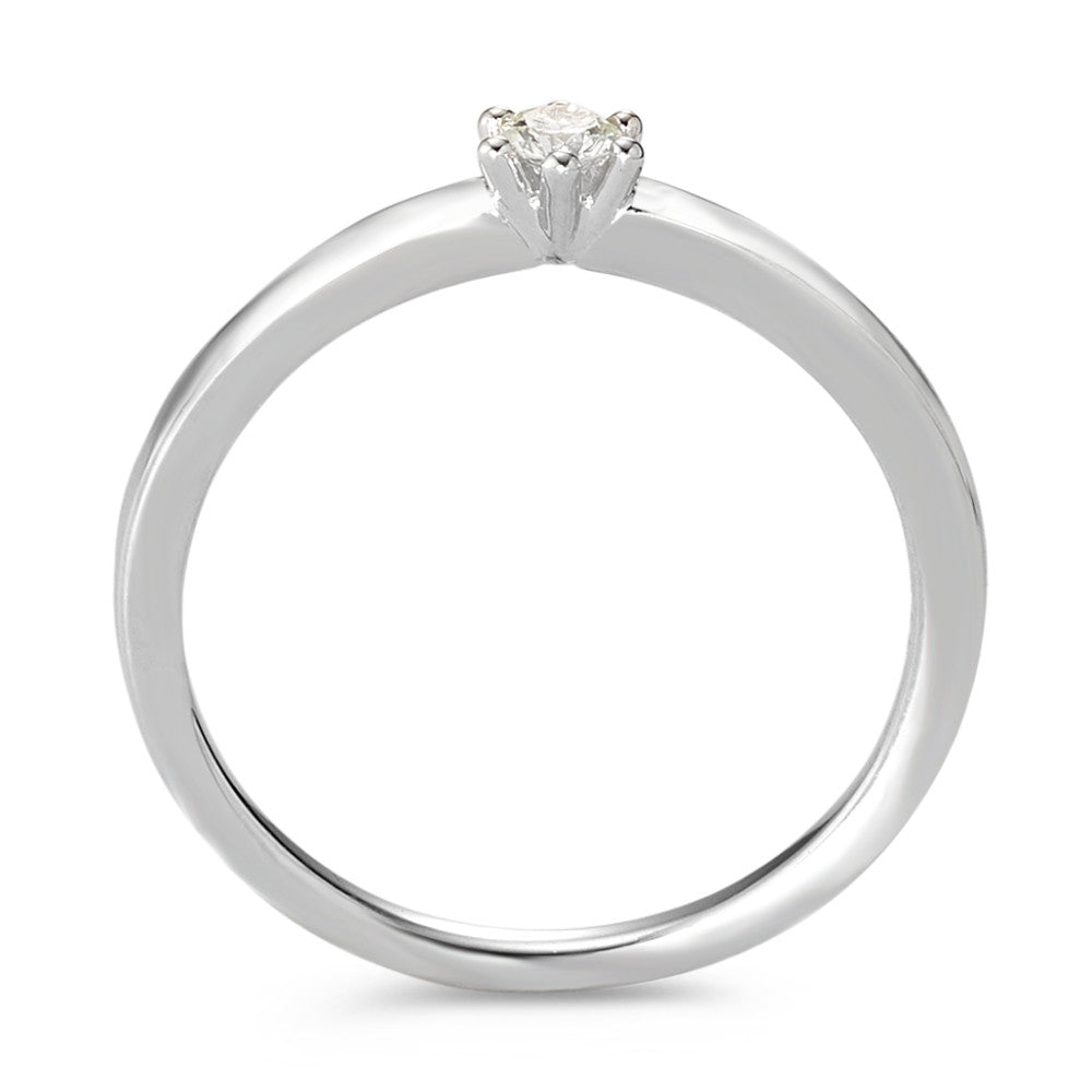 Bague solitaire Or blanc 18K Diamant blanc, 0.09 ct, brillant, w-si