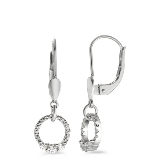 Pendant d'oreilles Or blanc 9K Zircone blanc, 6 Pierres Ø7.8 mm