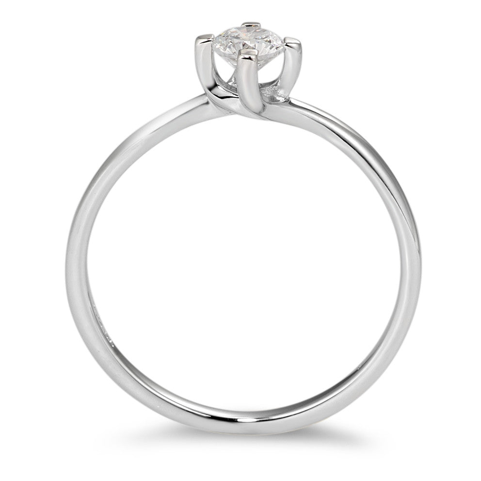 Bague solitaire Or blanc 9K Zircone blanc Ø3.5 mm