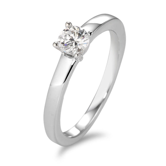 Bague solitaire Or blanc 9K Zircone blanc Ø4 mm