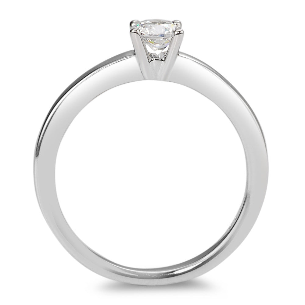 Bague solitaire Or blanc 9K Zircone blanc Ø4 mm