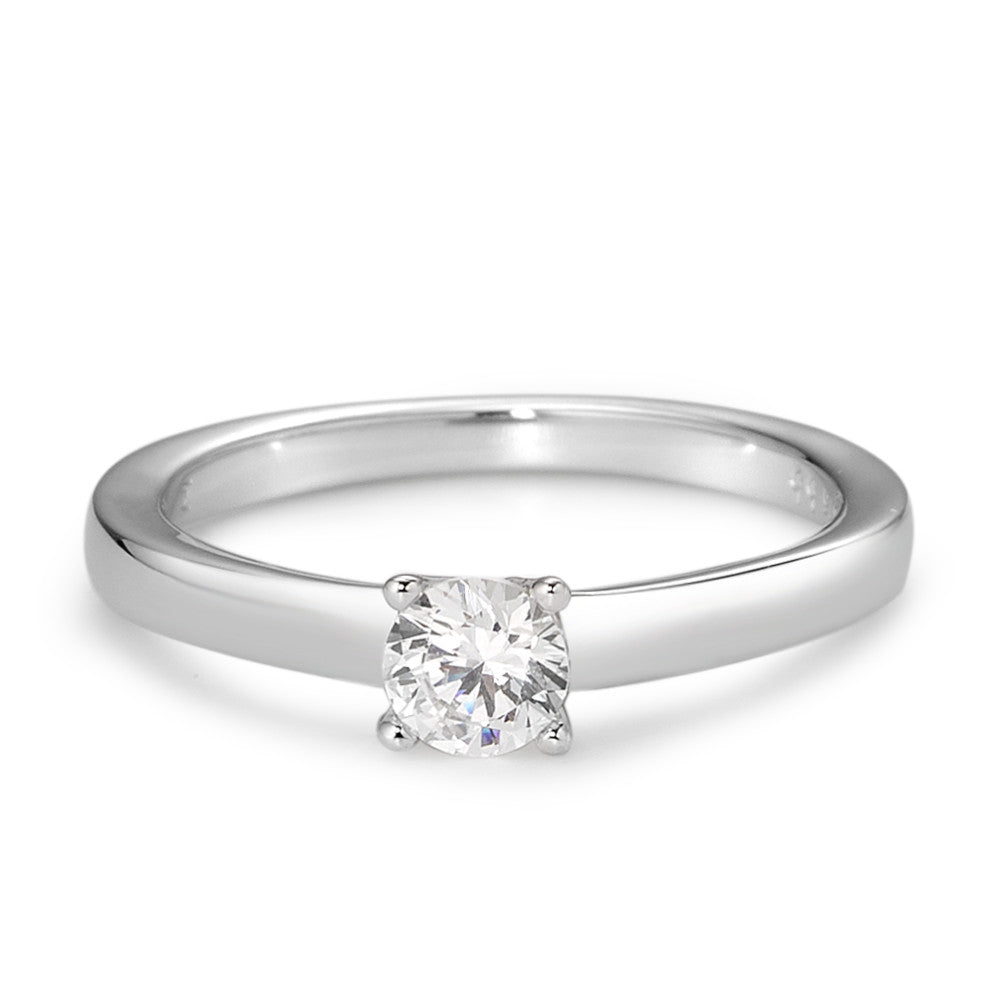 Bague solitaire Or blanc 9K Zircone blanc Ø4 mm