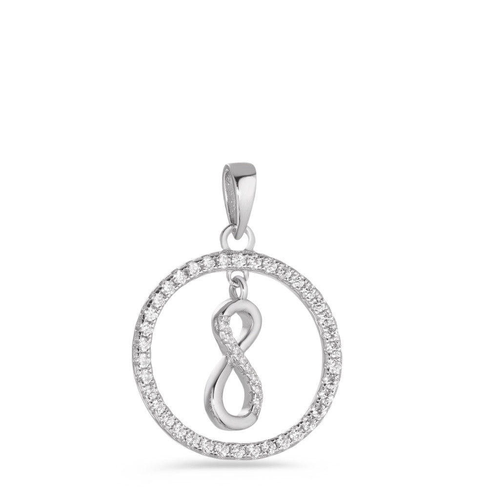 Pendentif Argent Zircone Rhodié Infini Ø18 mm