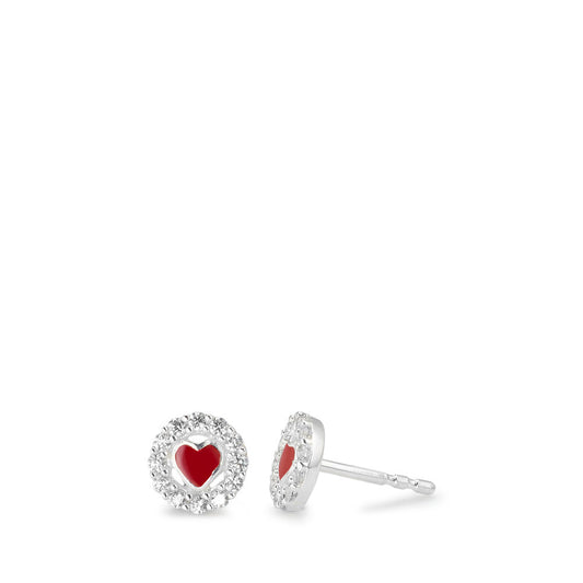 Clous d'oreilles Argent Zircone Laqué Coeur Ø7 mm