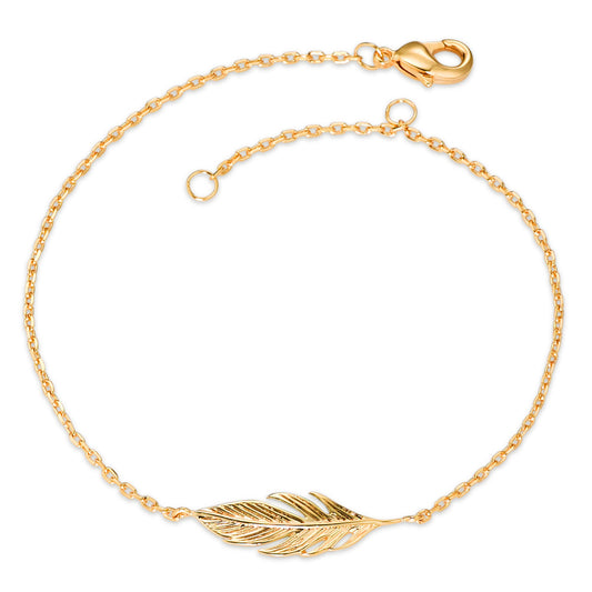 Bracelet Bronze jaune Plaqué or Plume 18 cm