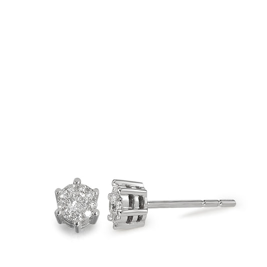 Clous d'oreilles Or blanc 18K Diamant 0.185 ct, 20 Pierres, w-si Ø4.5 mm